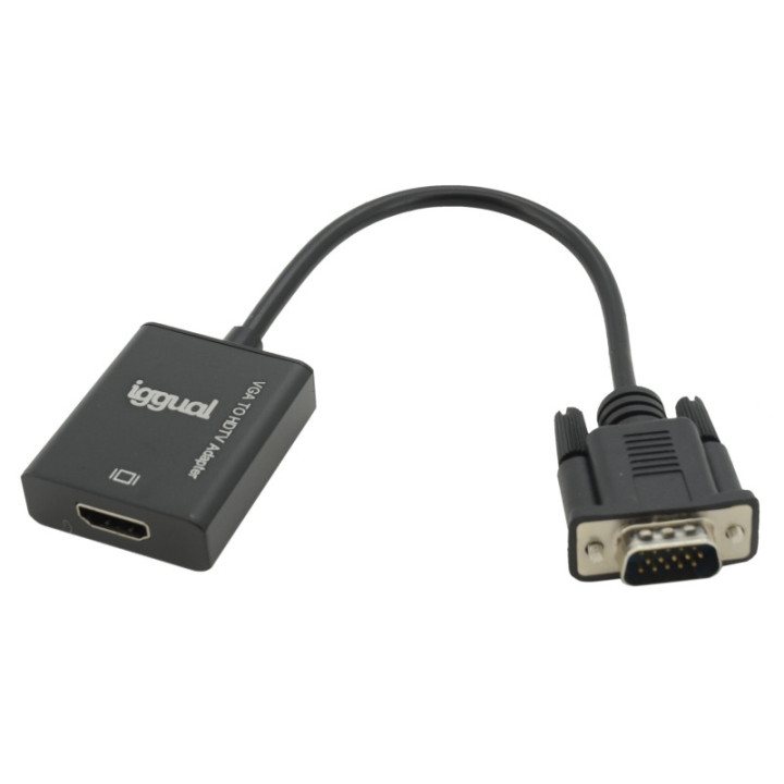 iggual IGG317297 adaptador de cabo de vídeo 0,25 m VGA (D-Sub) HDMI Preto