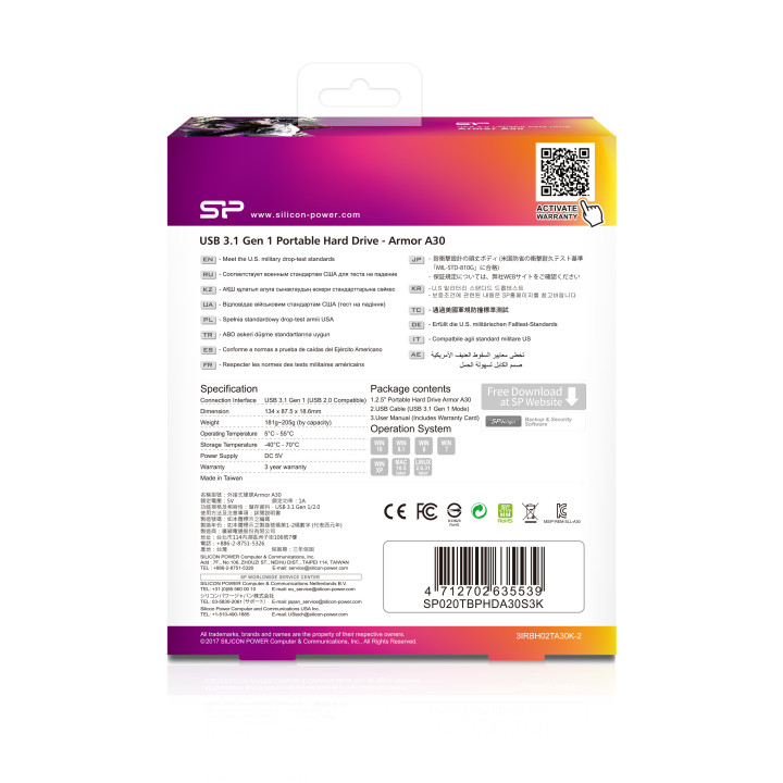 Silicon Power Armor A30 disco externo 2 TB Preto