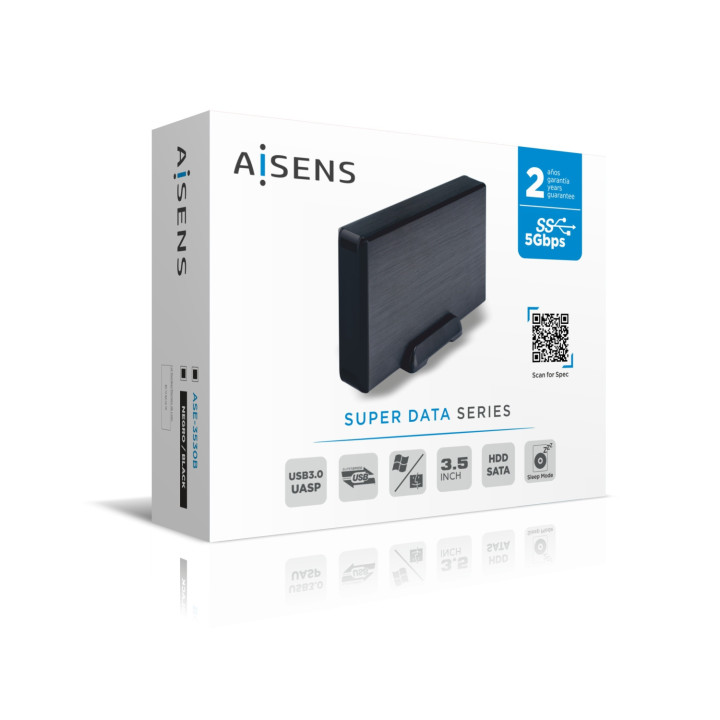 AISENS ASE-3530B Caixa para Discos Rígidos Caixa de disco rígido Preto 3.5"