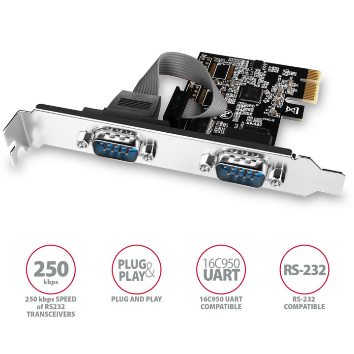 Axagon PCEA-S2N placa adaptador de interface Interno RS-232