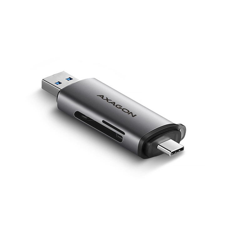 Axagon CRE-SAC leitor de cartões USB 3.2 Gen 1 (3.1 Gen 1) Type-A Type-C Cinzento