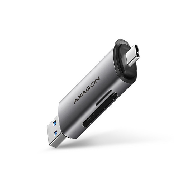 Axagon CRE-SAC leitor de cartões USB 3.2 Gen 1 (3.1 Gen 1) Type-A Type-C Cinzento