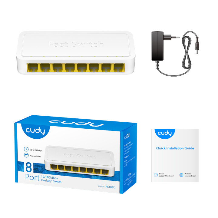 Cudy FS108D switch de rede Fast Ethernet (10 100) Branco