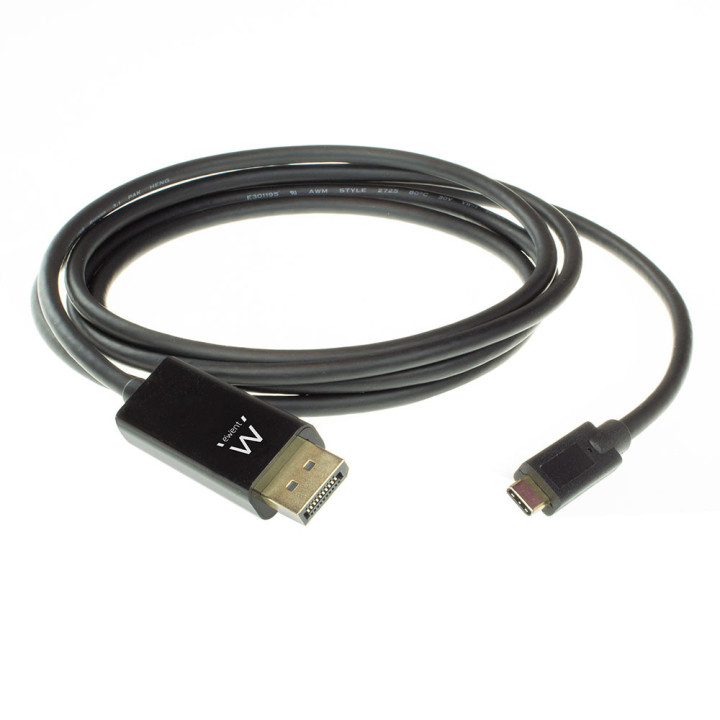 Ewent EW9826 adaptador de cabo de vídeo 2 m USB Type-C DisplayPort Preto