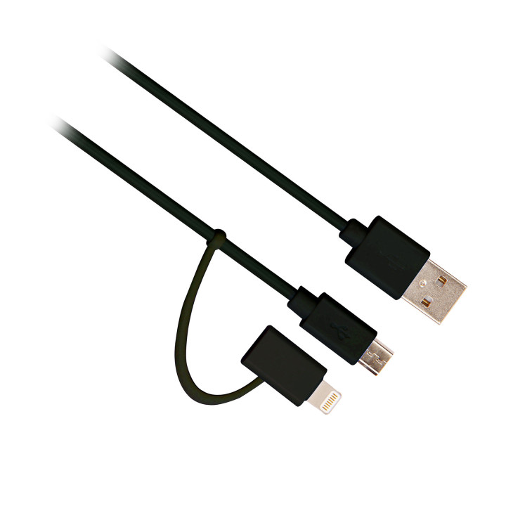 Ewent EW9909 cabo USB 1 m USB 2.0 USB A Micro-USB B Lightning Preto