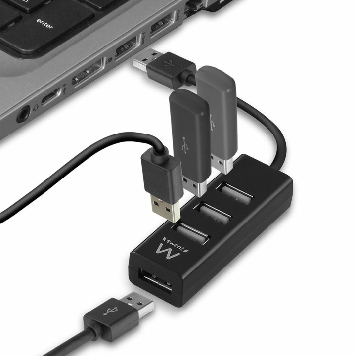 Ewent EW1123 hub de interface USB 2.0 480 Mbit s Preto