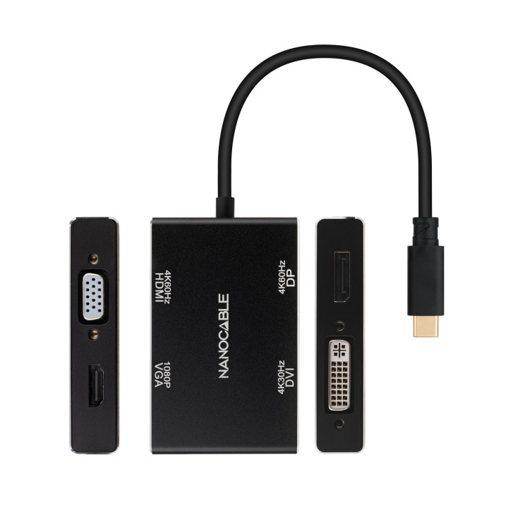 Nanocable 10.16.4307 base & duplicador de portas Com fios USB 3.2 Gen 1 (3.1 Gen 1) Type-C Preto