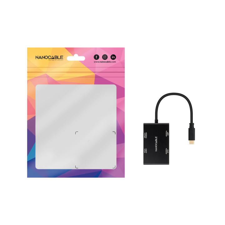 Nanocable 10.16.4307 base & duplicador de portas Com fios USB 3.2 Gen 1 (3.1 Gen 1) Type-C Preto