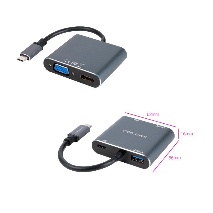 Nanocable 10.16.4304 adaptador gráfico USB Cinzento