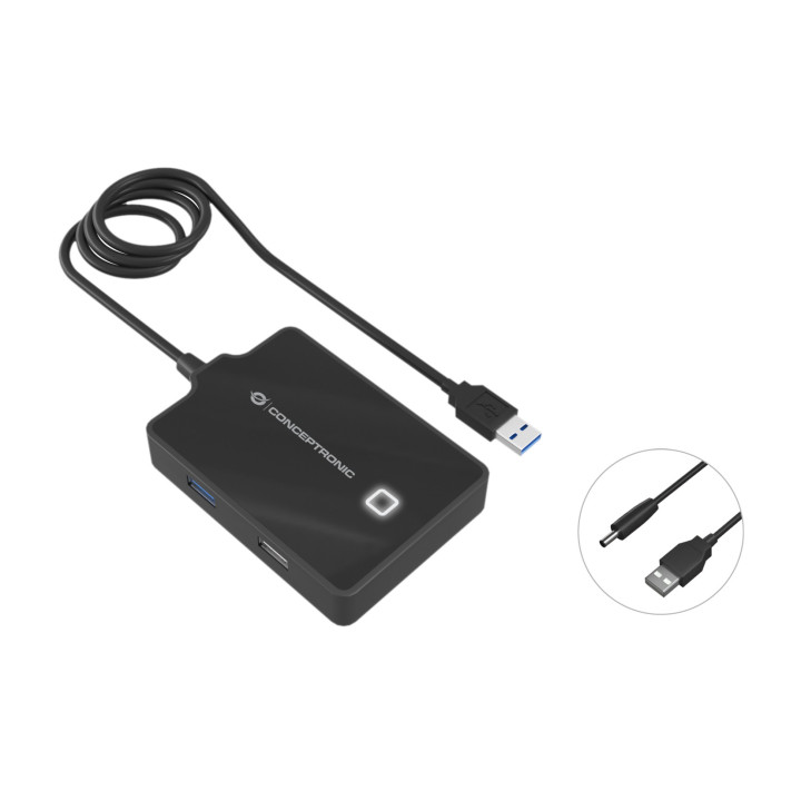 Conceptronic HUBBIES10B base & duplicador de portas USB 3.2 Gen 1 (3.1 Gen 1) Type-A Preto