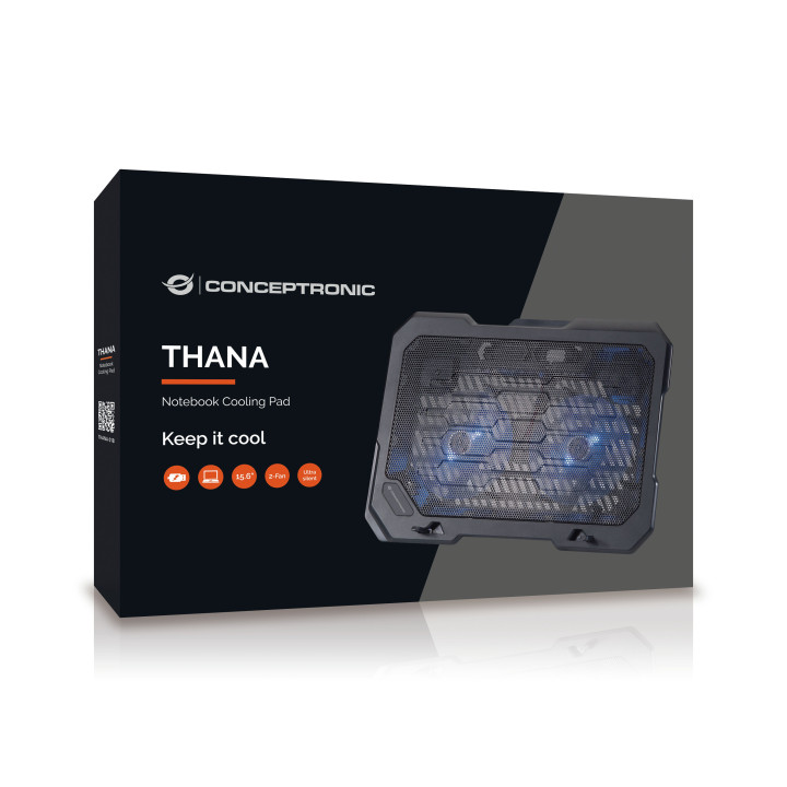 Conceptronic THANA01B base de refrigeração para computador 39,6 cm (15.6") Preto