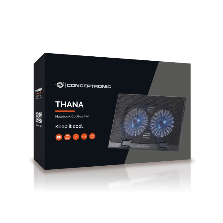 Conceptronic THANA02B base de refrigeração para computador 43,2 cm (17") Preto