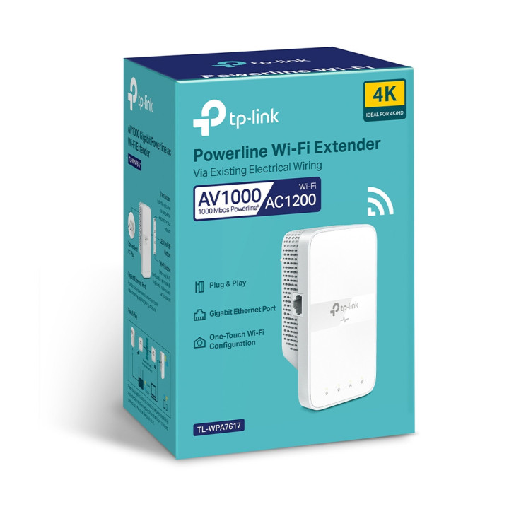 TP-Link TL-WPA7617 adaptador de rede PowerLine 1200 Mbit s Ethernet LAN Wi-Fi Branco 1 unidade(s)