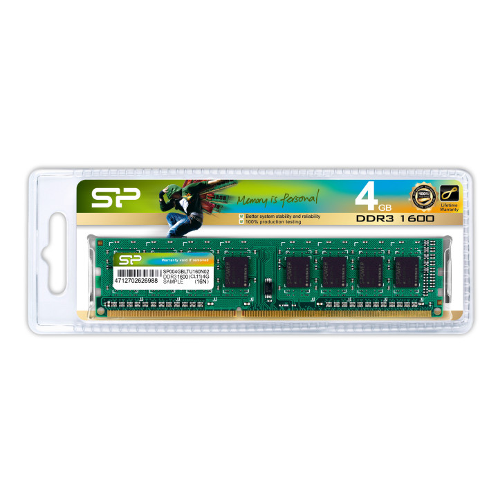 Silicon Power SP004GBLTU160N02 módulo de memória 4 GB DDR3 1600 MHz