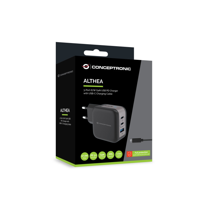 Conceptronic ALTHEA17B carregador de dispositivos móveis Universal Preto AC Carregamento rápido Interior