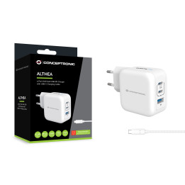 Conceptronic ALTHEA17W carregador de dispositivos móveis Universal Branco AC Carregamento rápido Interior