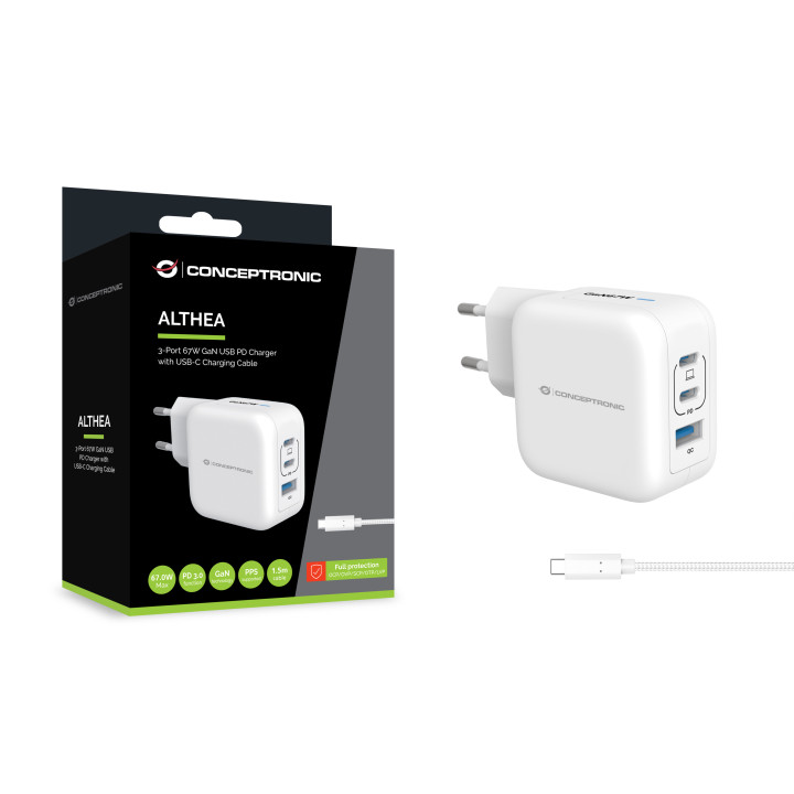 Conceptronic ALTHEA17W carregador de dispositivos móveis Universal Branco AC Carregamento rápido Interior