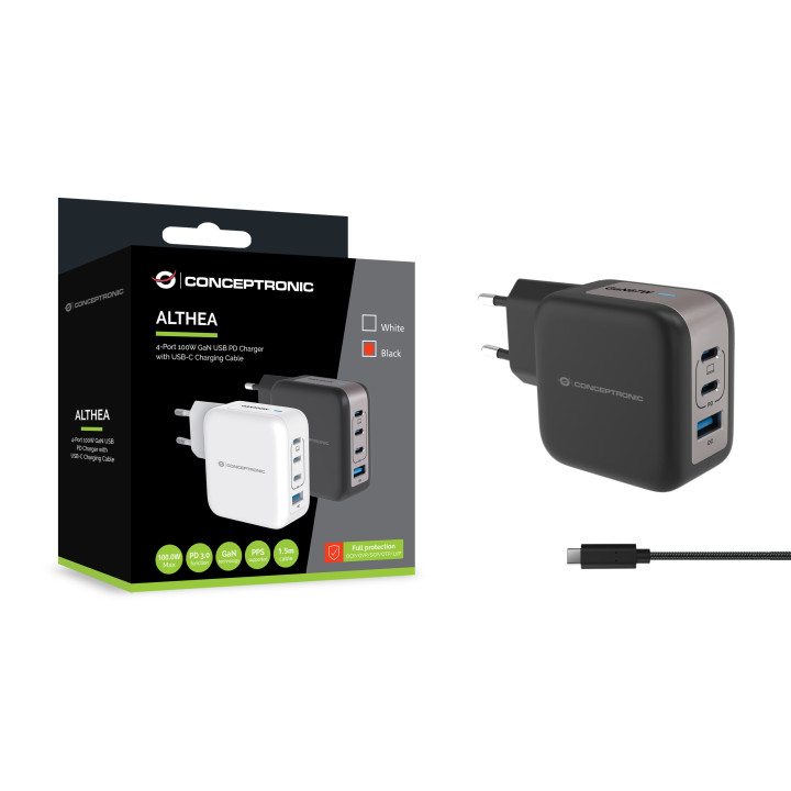Conceptronic ALTHEA18B carregador de dispositivos móveis Universal Preto AC Carregamento rápido Interior