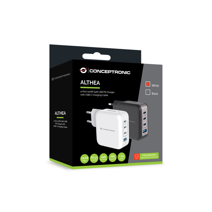 Conceptronic ALTHEA18W carregador de dispositivos móveis Universal Branco AC Carregamento rápido Interior