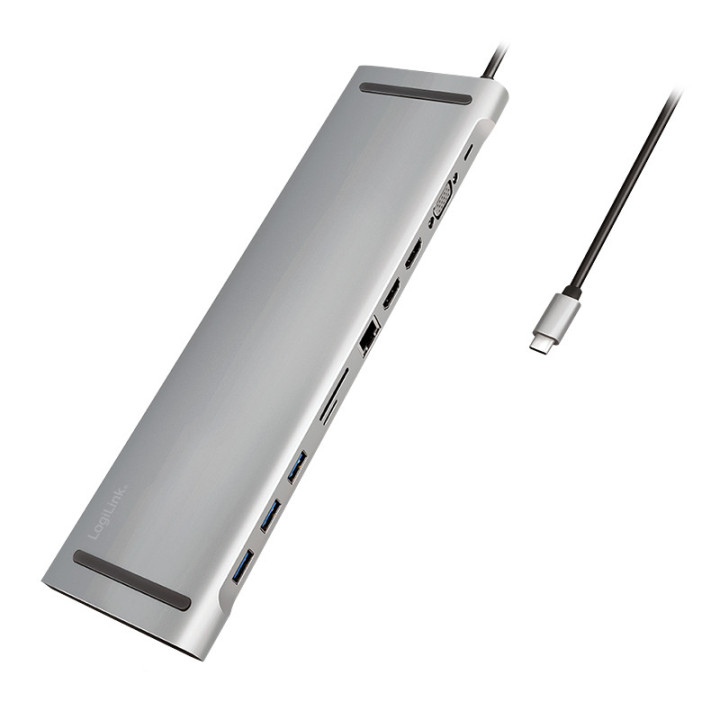 LogiLink UA0373 base & duplicador de portas Com fios USB 3.2 Gen 1 (3.1 Gen 1) Type-C Alumínio