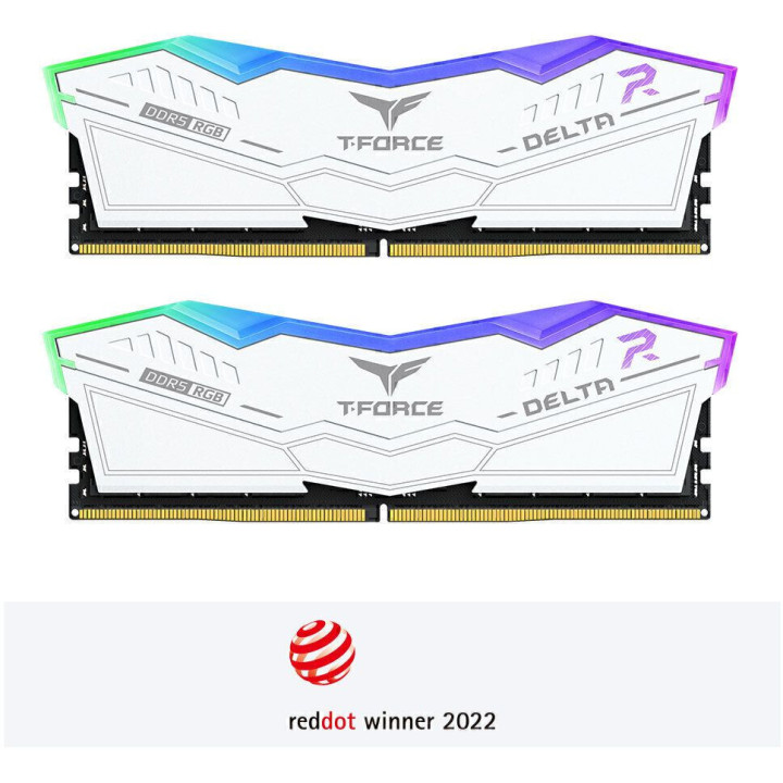 Memória Team Group Kit 32GB (2 x 16GB) DDR5 6400MHz Delta RGB Branco CL32