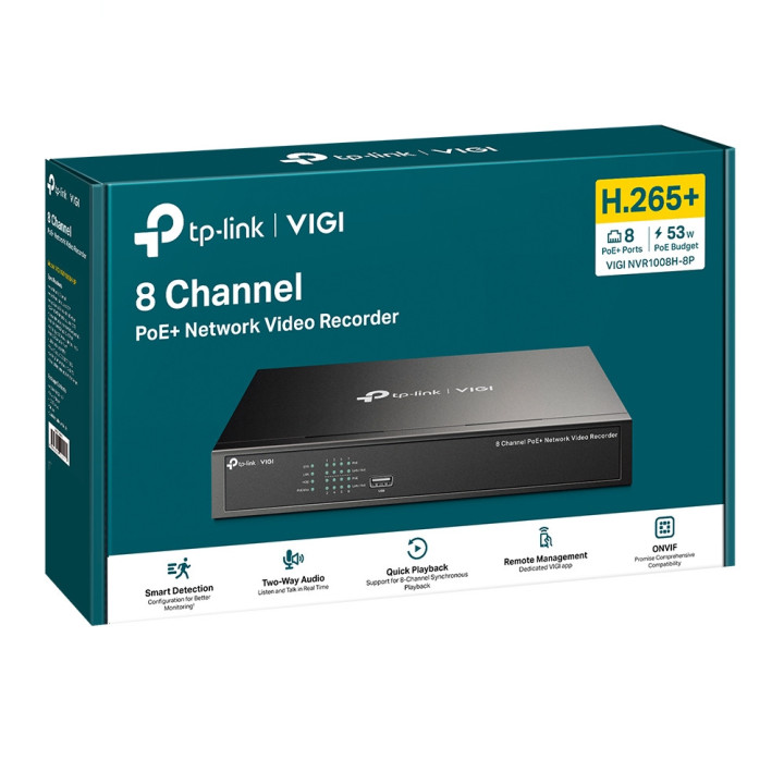 TP-Link VIGI NVR1008H-8P gravador de vídeo em rede (NVR) Preto