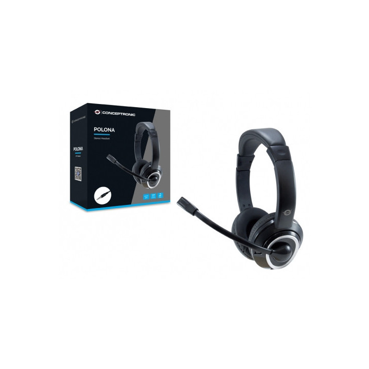 Conceptronic POLONA02B auscultador Auscultadores Com fios Fita de cabeça Jogos Preto