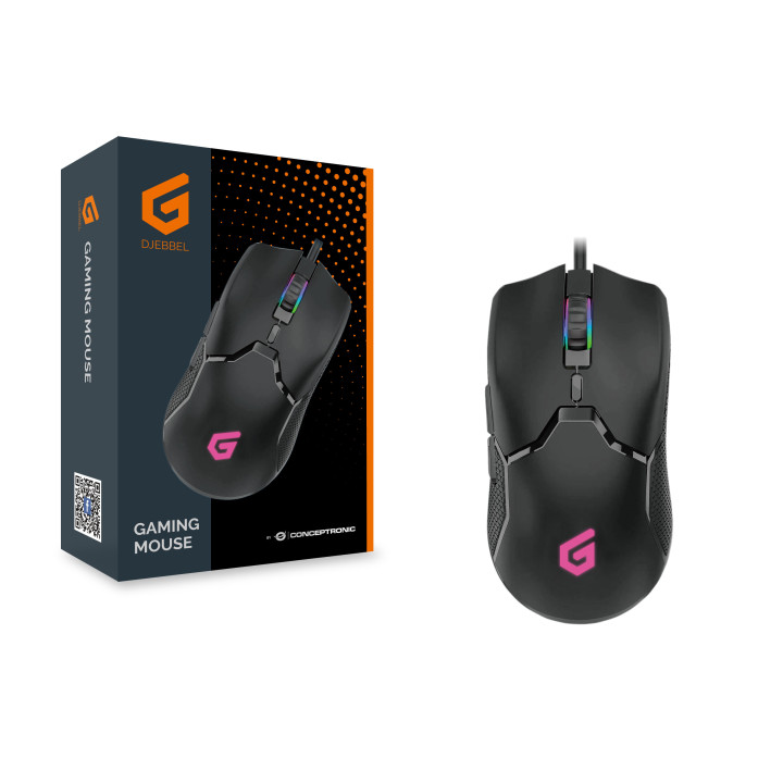 Conceptronic DJEBBEL05B rato Jogos Mão direita USB Type-A Ótico 7200 DPI