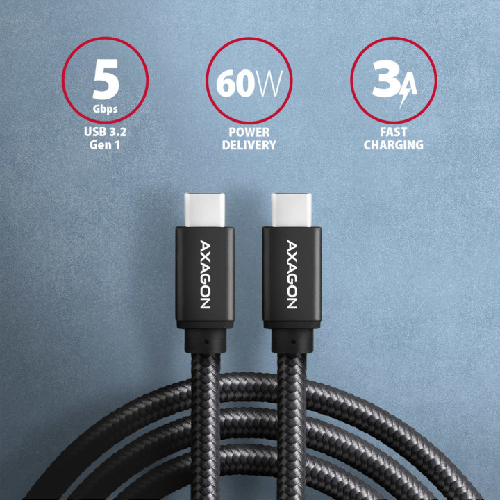 Axagon BUCM3-CM30AB cabo USB USB 2.0 3 m USB C Preto