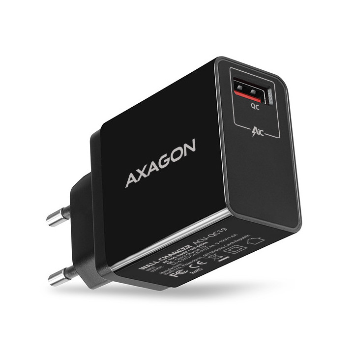 Axagon ACU-QC19 carregador de dispositivos móveis Telemóvel, Power bank, Smartphone, Tablet, Universal Preto AC Carregamento