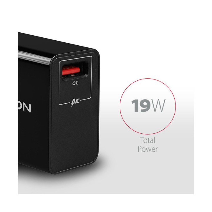 Axagon ACU-QC19 carregador de dispositivos móveis Telemóvel, Power bank, Smartphone, Tablet, Universal Preto AC Carregamento
