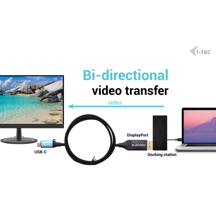 i-tec C31CBLDP8KBIDIR adaptador de cabo de vídeo 1,5 m DisplayPort USB Type-C Preto