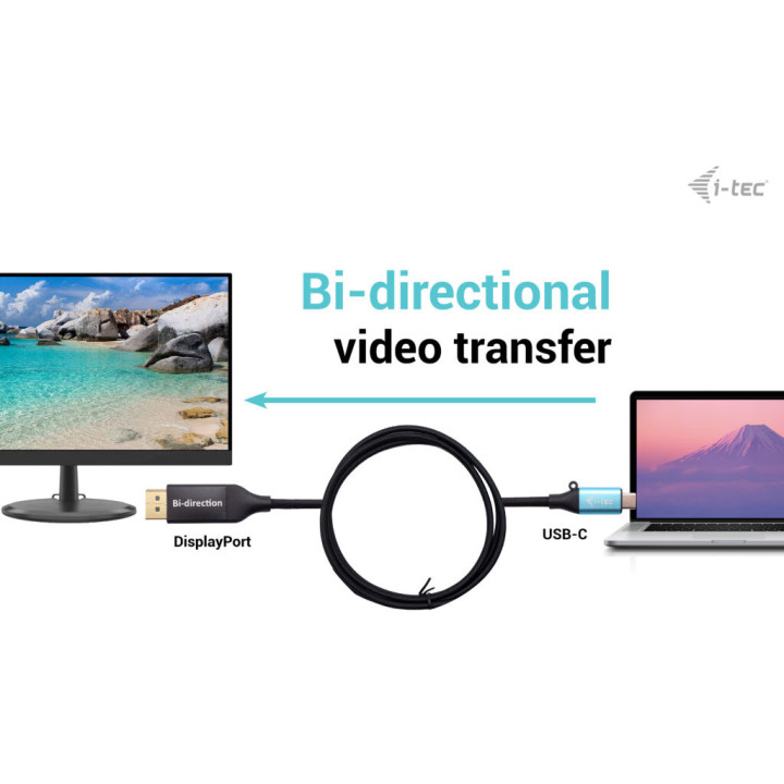 i-tec C31CBLDP8KBIDIR adaptador de cabo de vídeo 1,5 m DisplayPort USB Type-C Preto