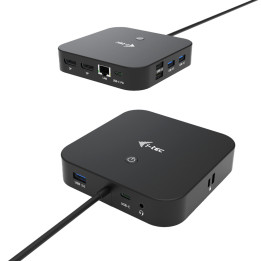 i-tec C31DUALDPDOCKPD base & duplicador de portas Com fios USB 3.2 Gen 1 (3.1 Gen 1) Type-C Preto