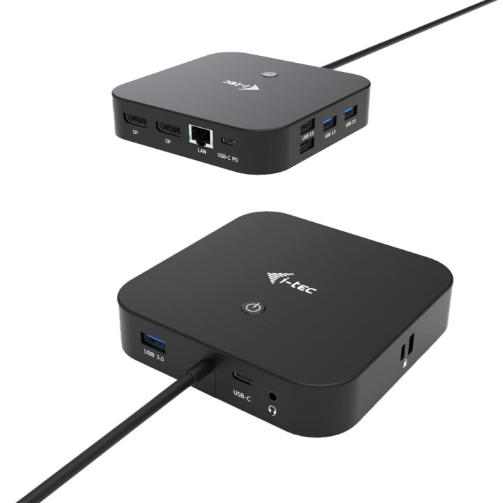 i-tec C31DUALDPDOCKPD base & duplicador de portas Com fios USB 3.2 Gen 1 (3.1 Gen 1) Type-C Preto