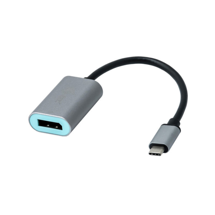 i-tec Metal C31METALDP60HZ adaptador de cabo de vídeo 0,15 m USB Type-C Display Port Cinzento, Turquesa