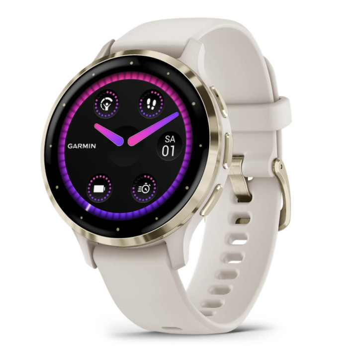 Garmin Venu 3S 3,05 cm (1.2") AMOLED Digital 390 x 390 pixels Ecrã táctil Dourado, Marfim Wi-Fi GPS