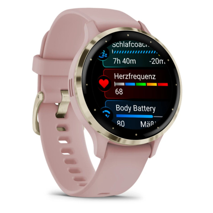 Garmin Venu 3S 3,05 cm (1.2") AMOLED Digital 390 x 390 pixels Ecrã táctil Dourado, Rosa Wi-Fi GPS