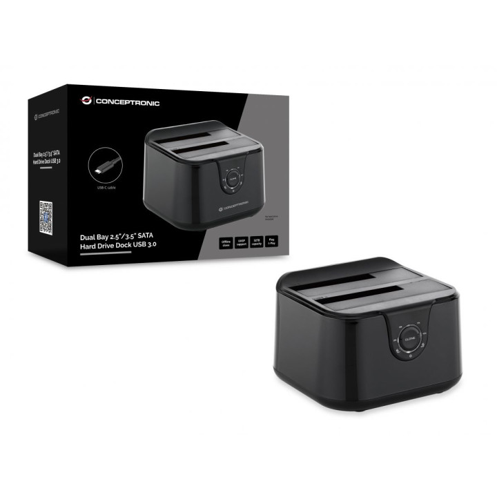 Conceptronic DONN12B Docking Station para Discos Rígidos USB 3.2 Gen 1 (3.1 Gen 1) Type-B Preto