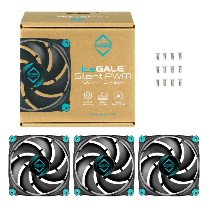 Iceberg Thermal IceGALE Silent PWM Caixa de computador Ventoinha 12 cm Preto 3 unidade(s)