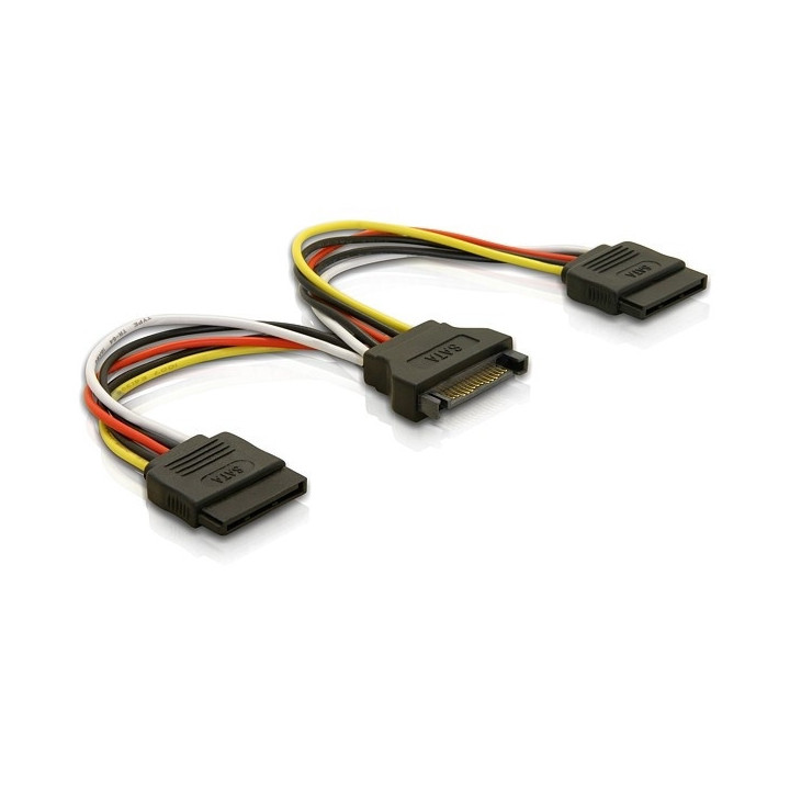 DeLOCK Cable Power SATA 15pin  2x SATA HDD – straight 0,15 m
