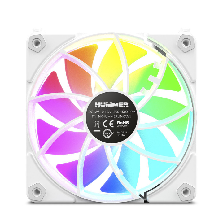 NOX NXHUMMERELINKWH Sistema de Arrefecimento de Computador Caixa de computador Ventoinha 12 cm Branco 1 unidade(s)