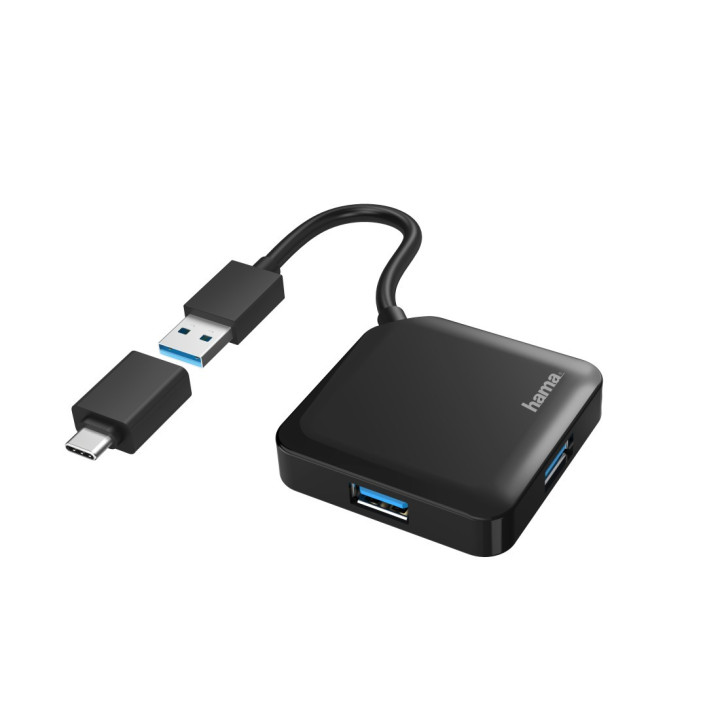 Hama 00200116 hub de interface USB 3.2 Gen 1 (3.1 Gen 1) Type-A + Type-C 5000 Mbit s Preto