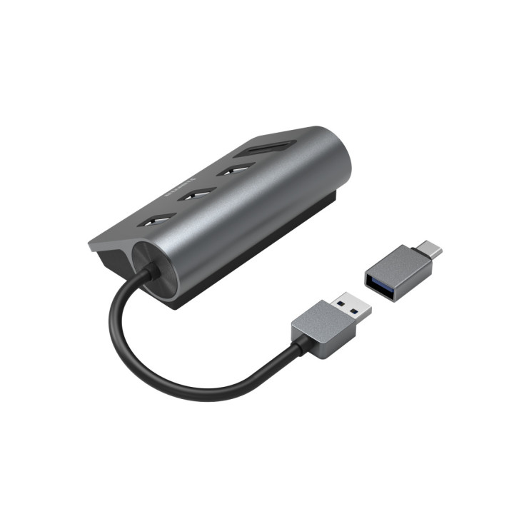 Hama 00200140 base & duplicador de portas USB 3.2 Gen 1 (3.1 Gen 1) Type-A Antracite, Preto