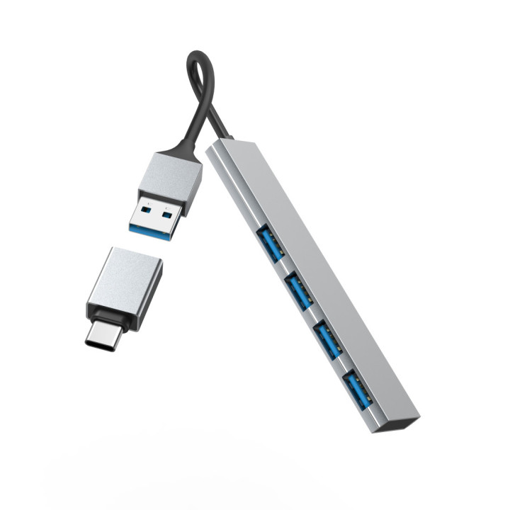 Hama 00200141 hub de interface USB 3.2 Gen 1 (3.1 Gen 1) Type-A 5000 Mbit s Cinzento
