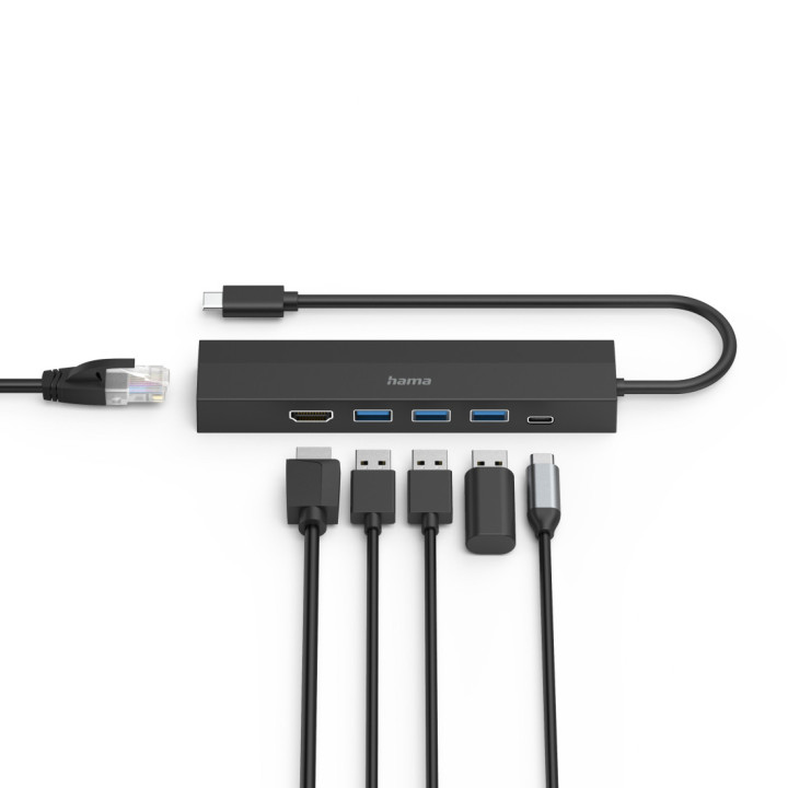 Hama 00200144 hub de interface USB 3.2 Gen 1 (3.1 Gen 1) Type-C 5000 Mbit s Preto