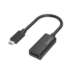 Hama 00200314 adaptador de cabo de vídeo USB Type-C DisplayPort Preto