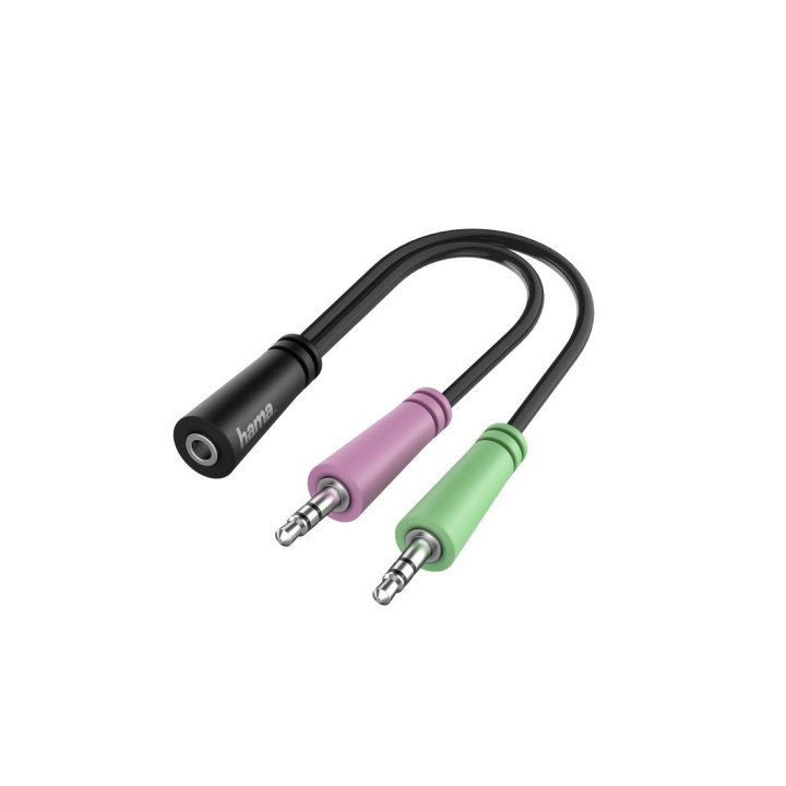 Adaptador Áudio HAMA 3.5mm TRS 2 x 3.5mm 15cm Preto