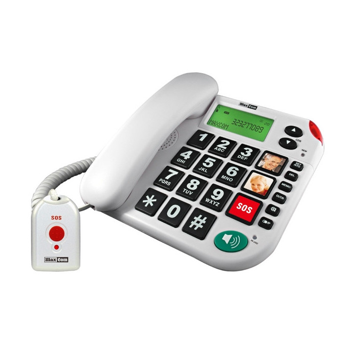MaxCom KXT481 SOS telefone Telefone analógico Identificação de chamadas Branco