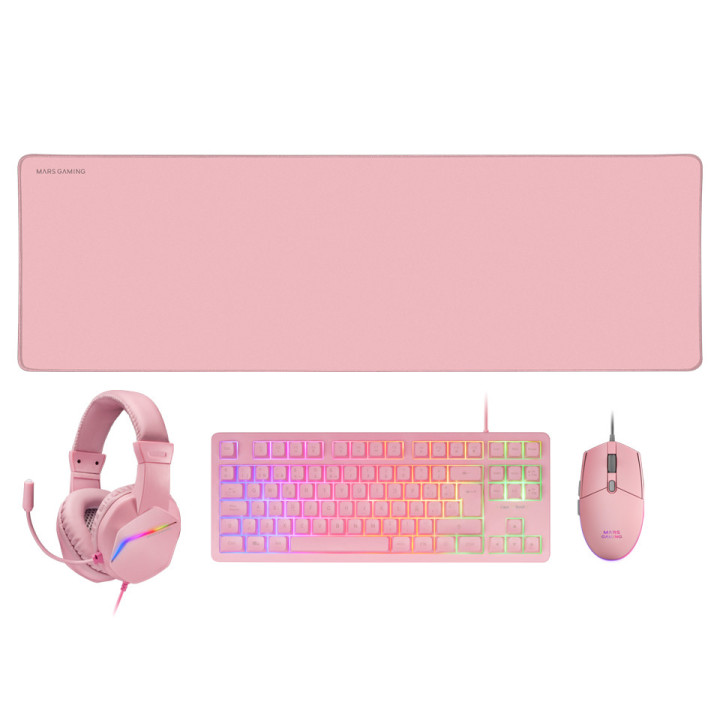 Mars Gaming MCP-RGB3P teclado Rato incluído Jogos USB QWERTY Português Rosa